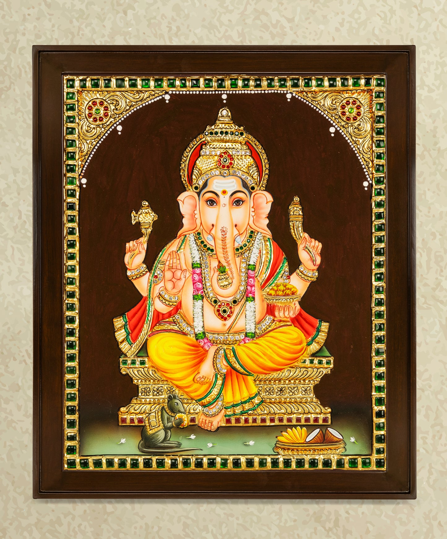 Vinayaka Tanjore Painting - Single embossed