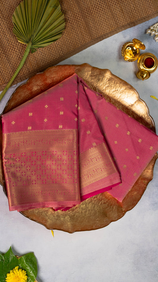 Pink Premium Semi-Kanchi Silk Saree with Blouse