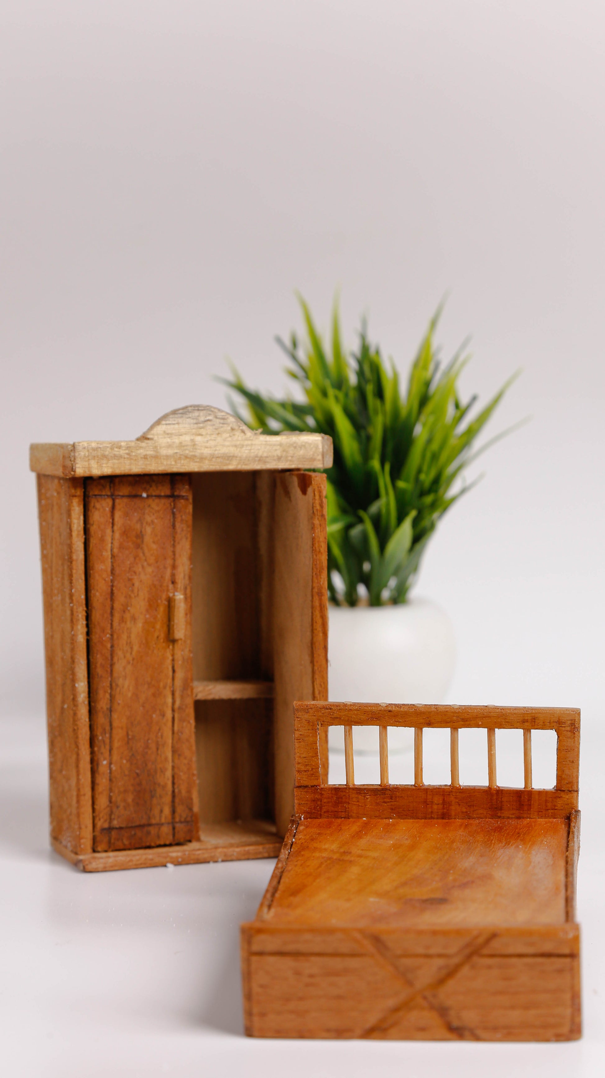 miniature wooden bed