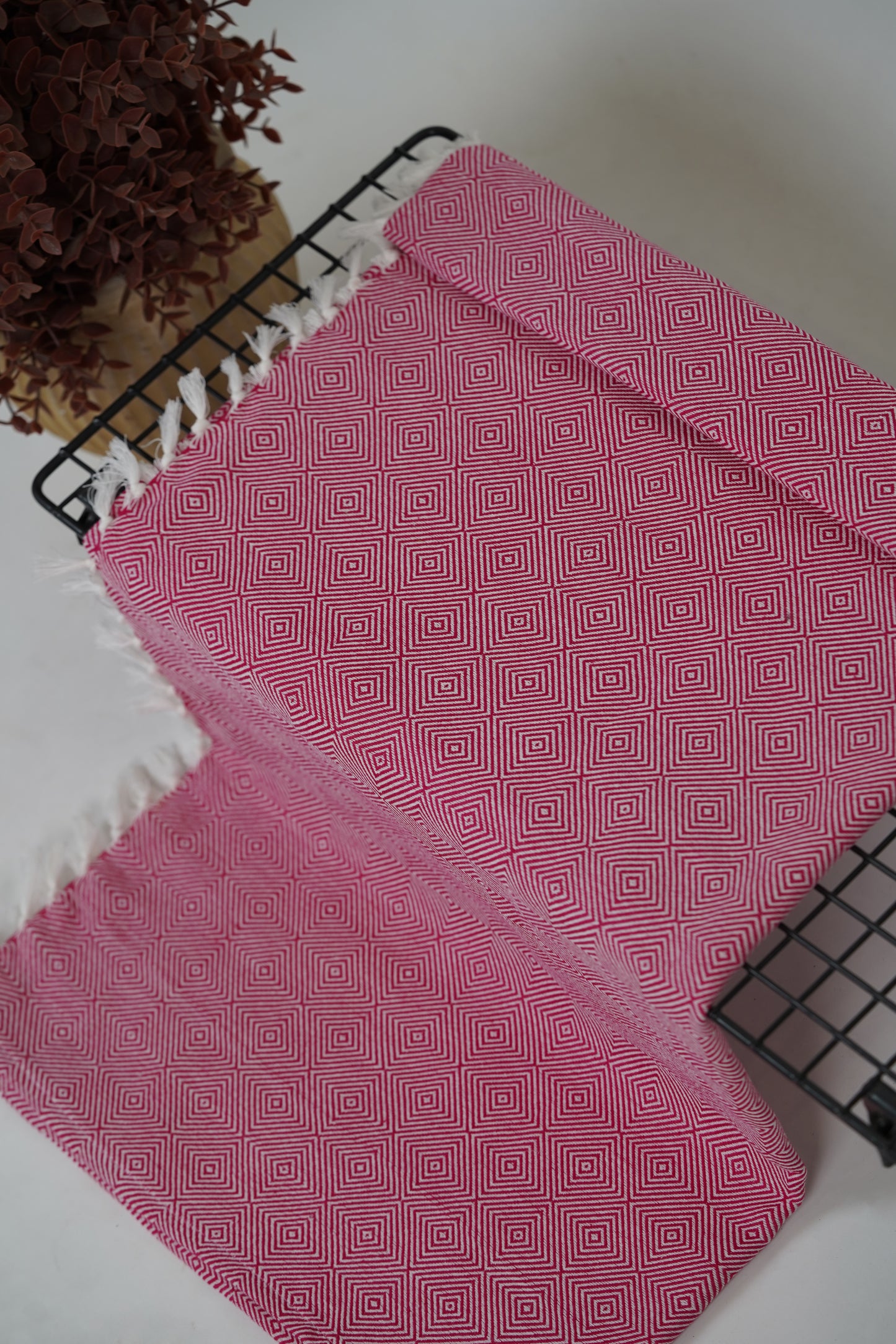 Chennimalai Handloom soft Diamond weave towel Rose Blush