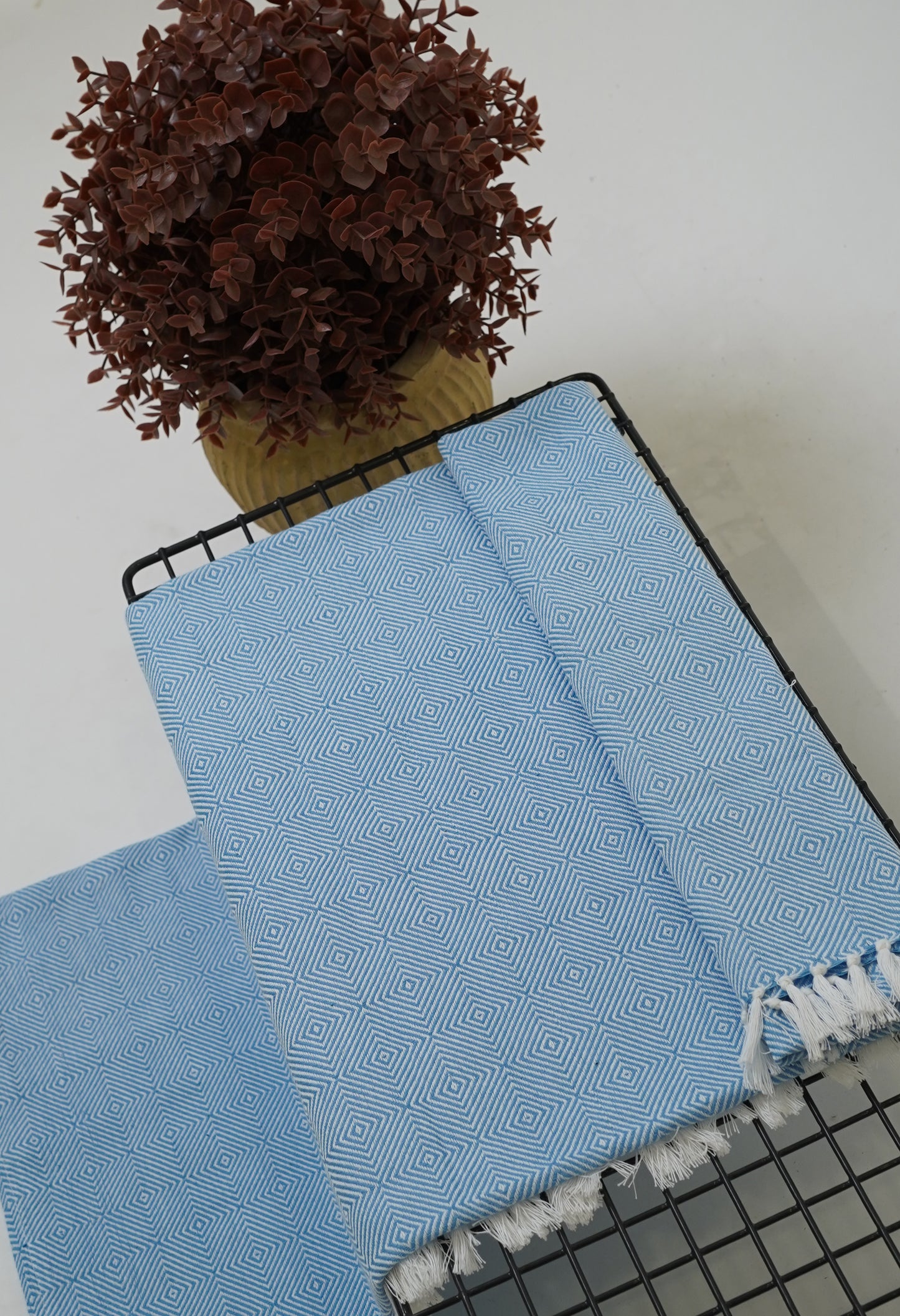Chennimalai soft Diamond weave towel Sky Blue