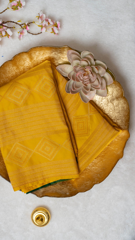 Yellow Premium Semi-Kanchi Silk Saree with Blouse