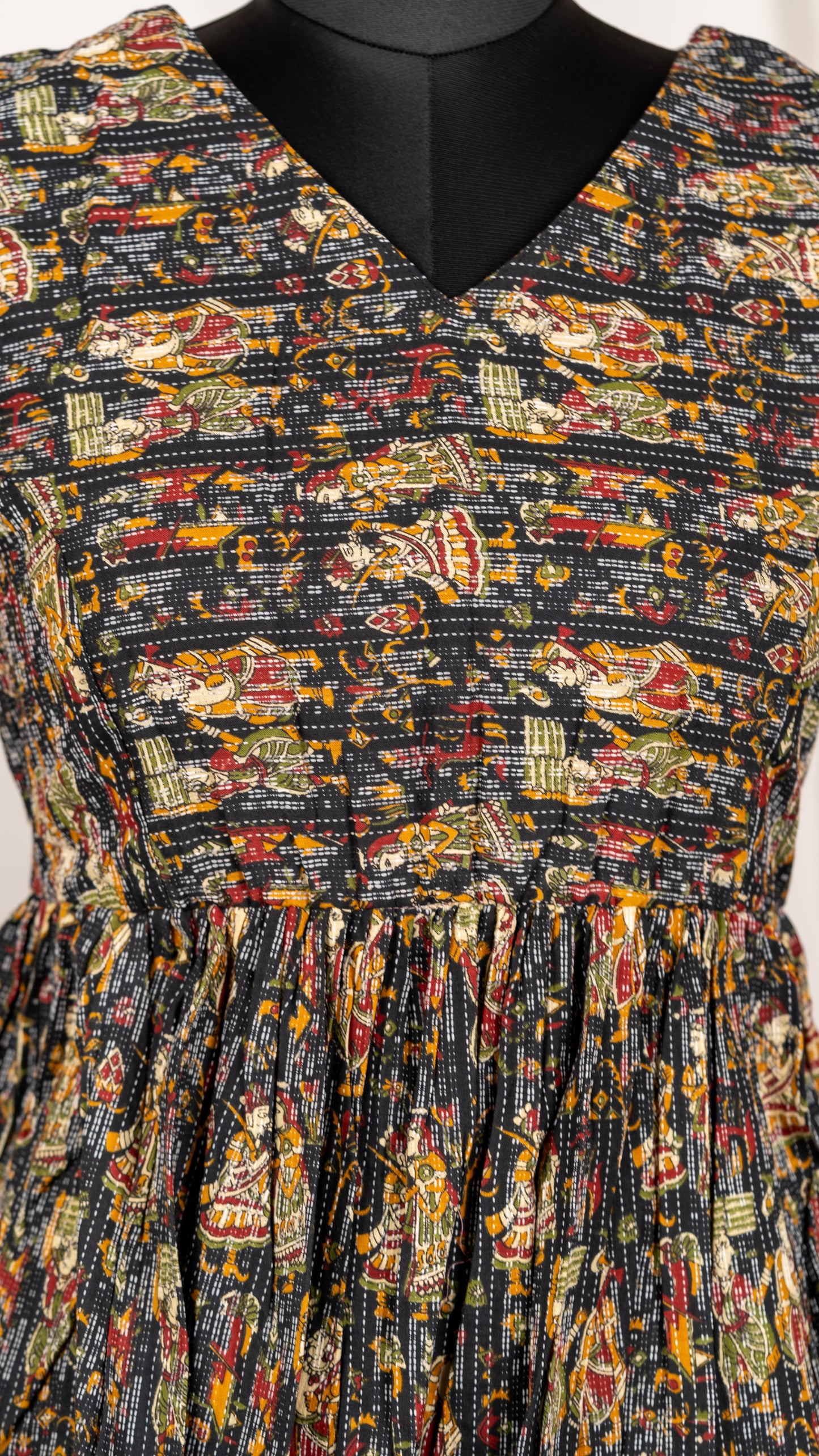 Black Multicolor Floral Cotton Co-Ord Set with Bell Sleeves