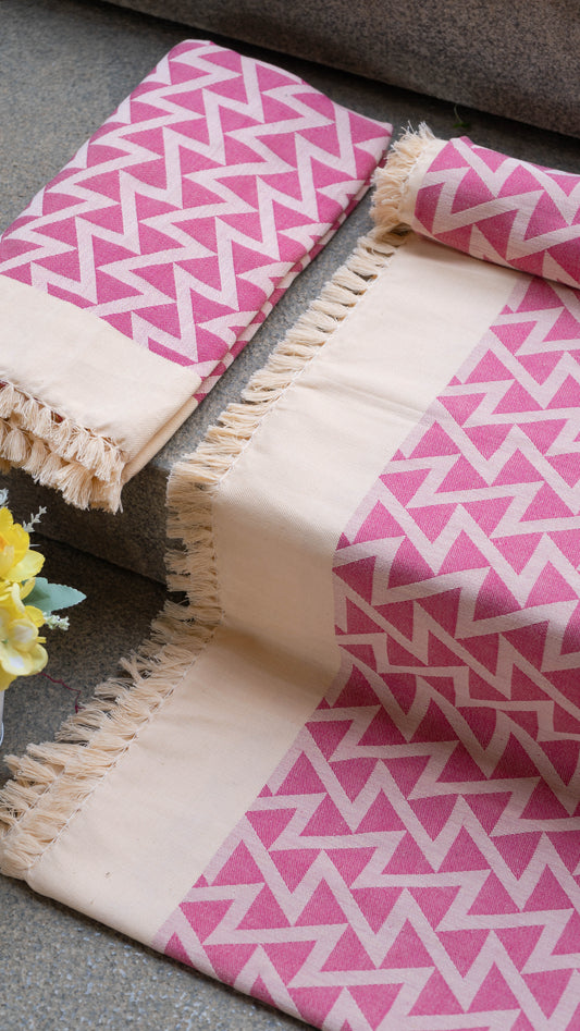 Zig Zag Lovely Chennimalai Bedsheet - Pink