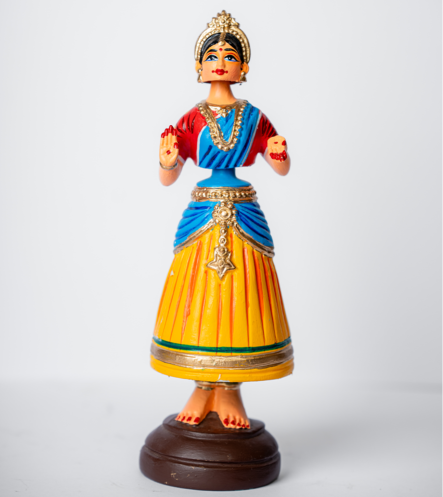 Highly Durable Fiber Tanjore Dancing Doll - Girl - Yellow
