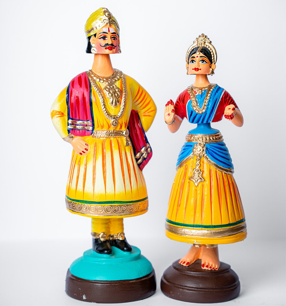 Highly Durable Fiber Tanjore Dancing Doll - Raja Rani couple