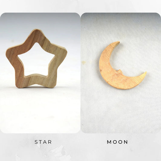 Wooden Star and Moon Teethers