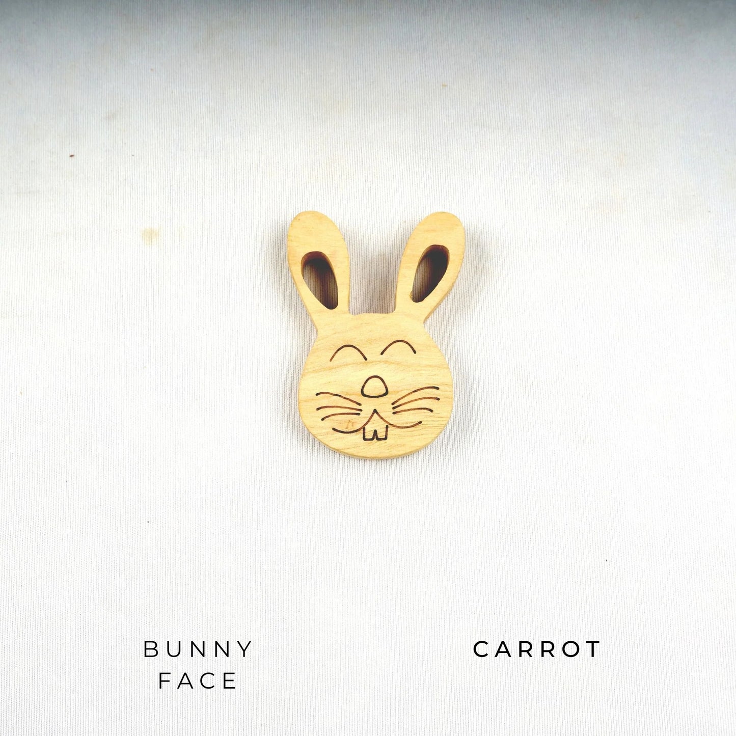 Wooden Bunny Face and Carrot Teethers