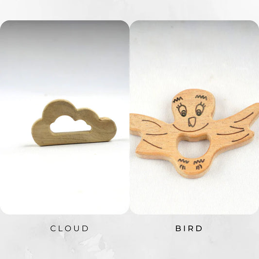 Wooden Cloud and Bird Teethers