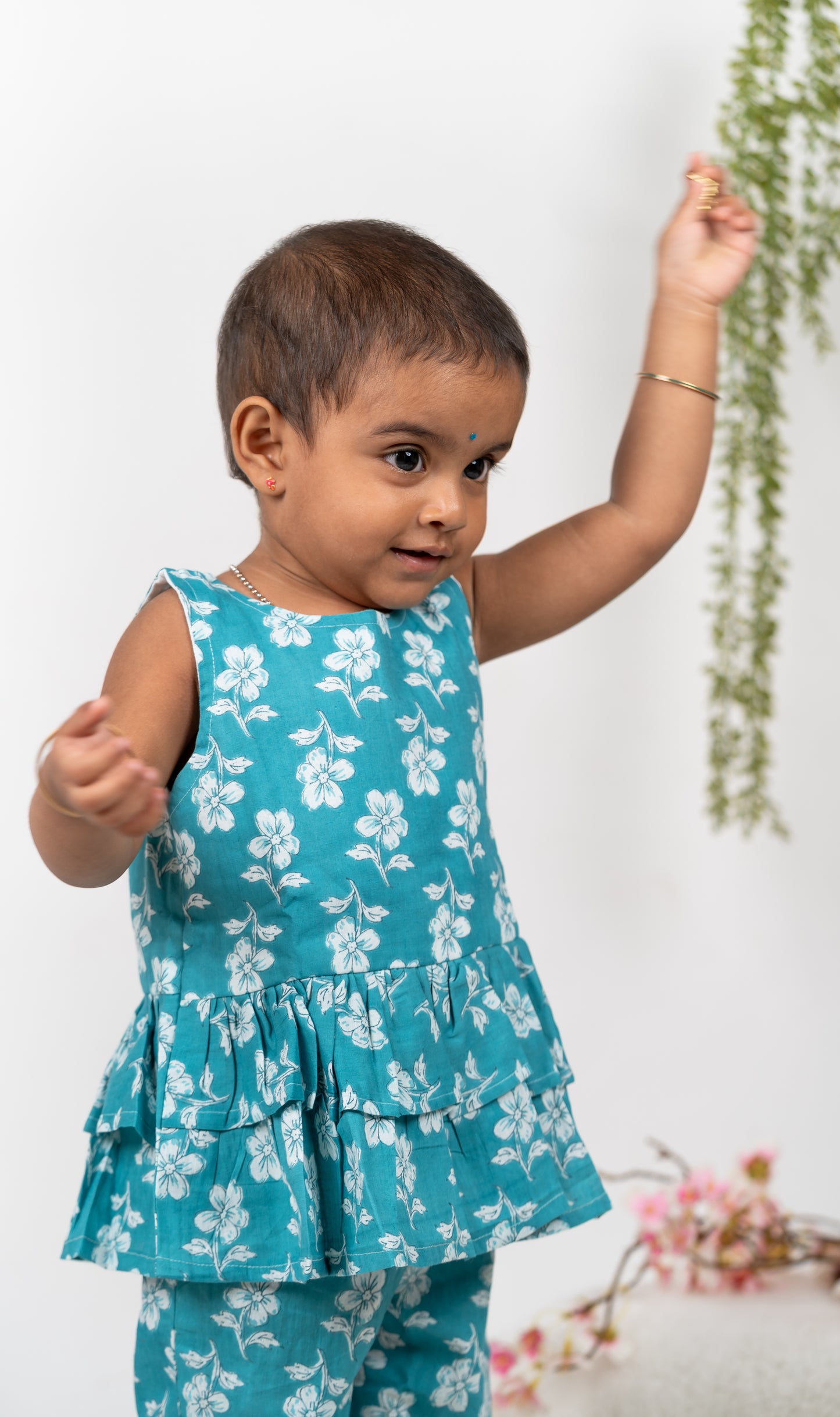 Blue Flower Print Cotton Co-ord set