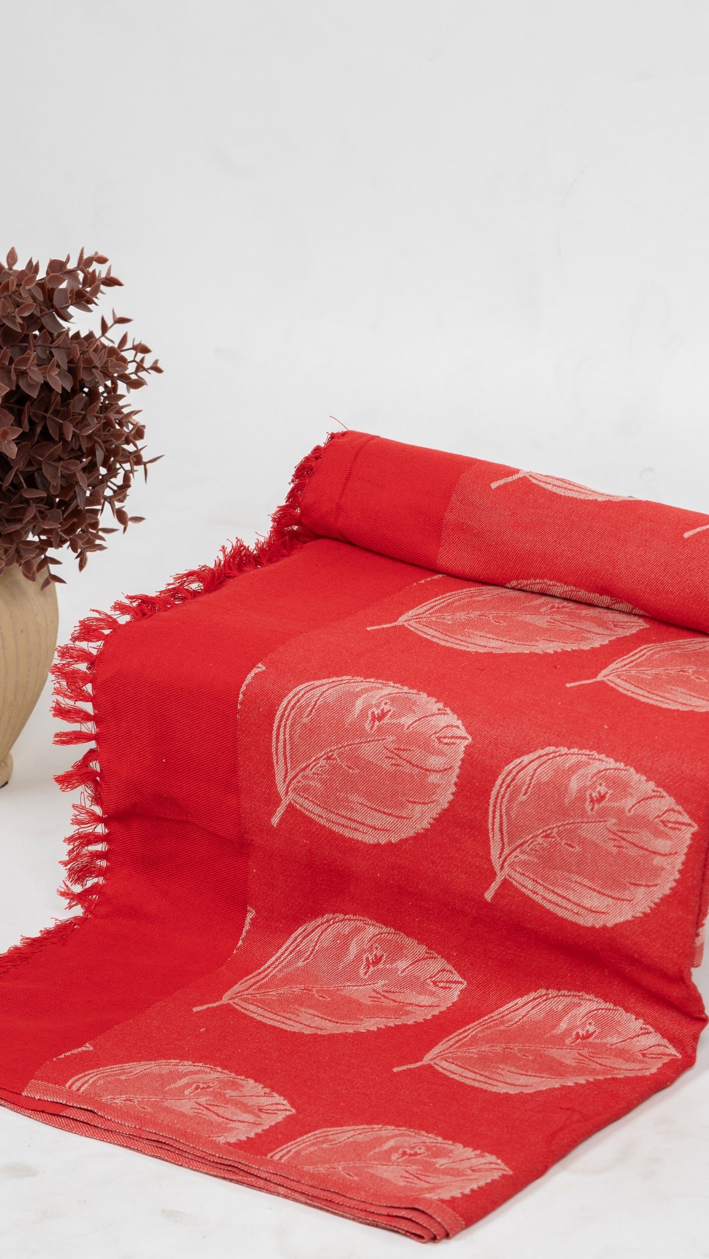 Red Base Leaf Print Lovely Chennimalai Bedsheet