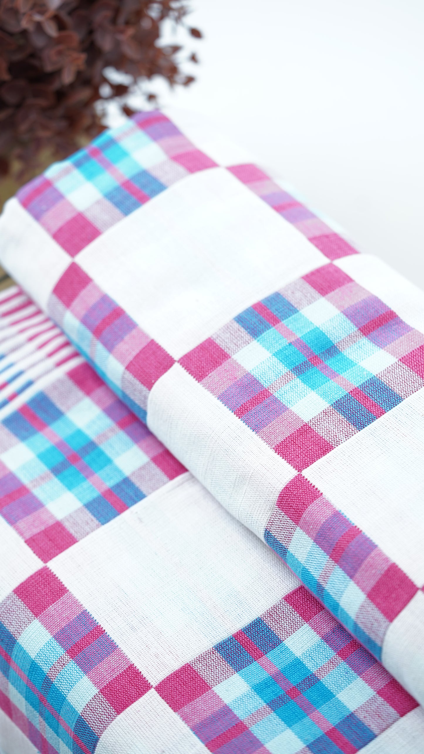 Premium Handloom Candy check Chennimalai Bedsheet-Pink