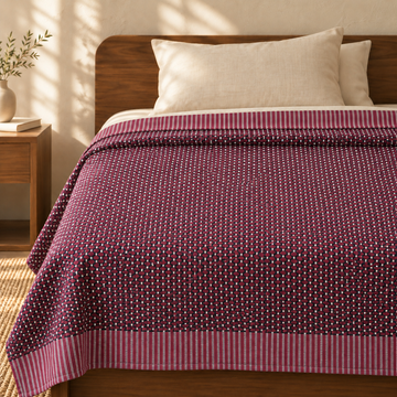 Viking Chennimalai Bedsheet - maroon — cotton top cover on a bed