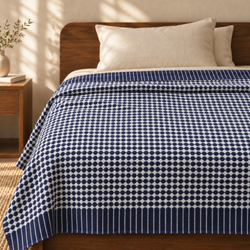 Nayapaisa Chennimalai Bedsheet - Blue — cotton top cover on a bed