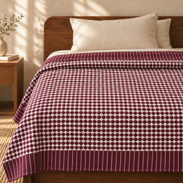 Nayapaisa Chennimalai Bedsheet - Maroon — cotton top cover on a bed