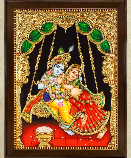 Radha Krishna Tanjore Painting - Flat work