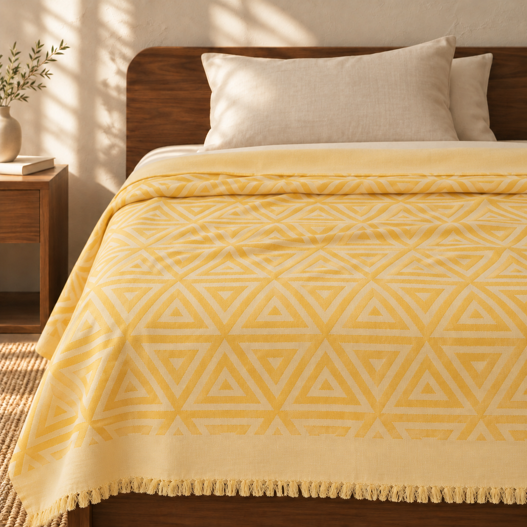 Sun Ray Lovely Chennimalai Bedsheet — cotton top cover on a bed