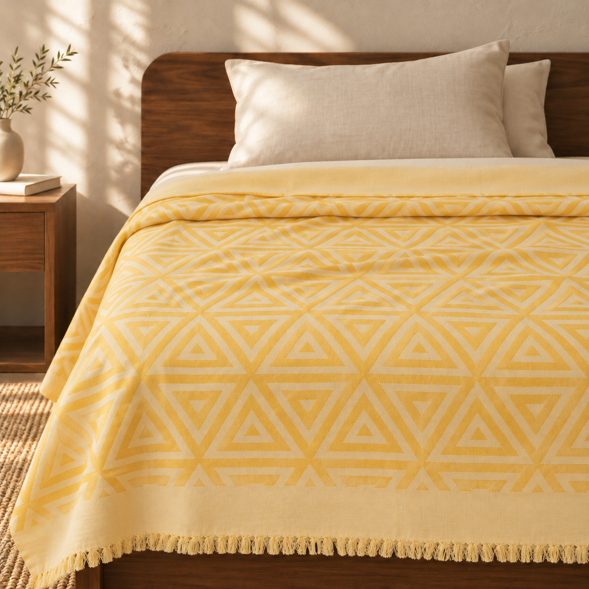 Sun Ray Lovely Chennimalai Bedsheet — cotton top cover on a bed