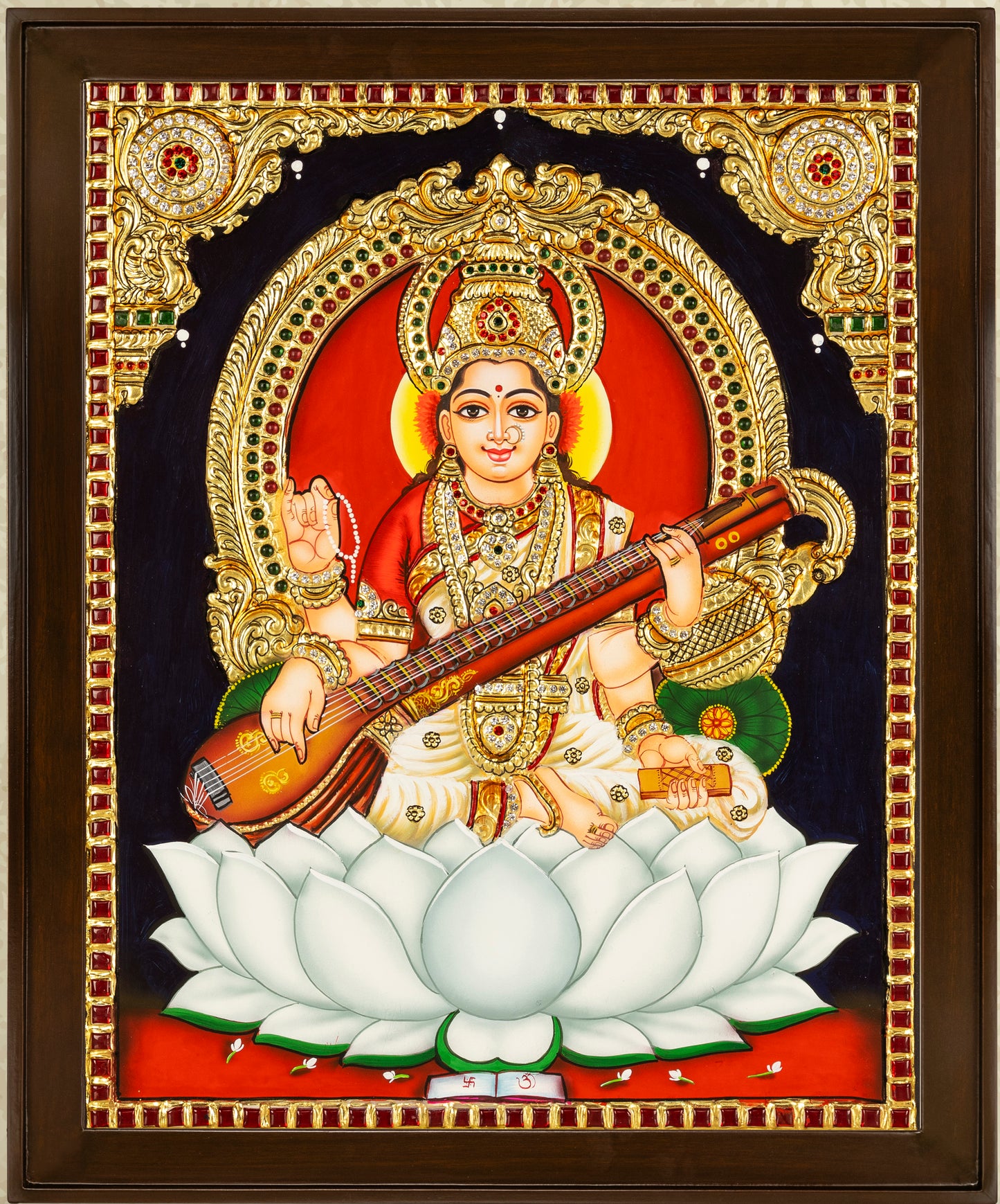 Saraswathi Tanjore Painting - Flat work