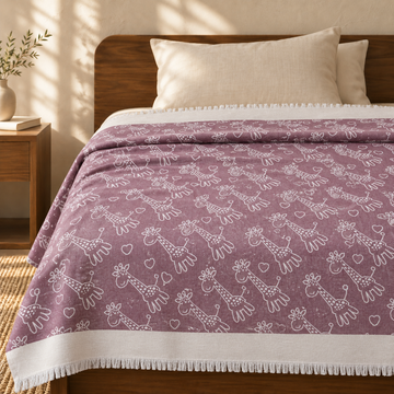 Animal Print Lovely Chennimalai Bedsheet - Vintage Rose — cotton top cover on a bed