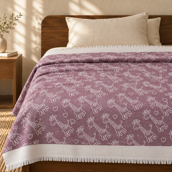 Animal Print Lovely Chennimalai Bedsheet - Vintage Rose — cotton top cover on a bed