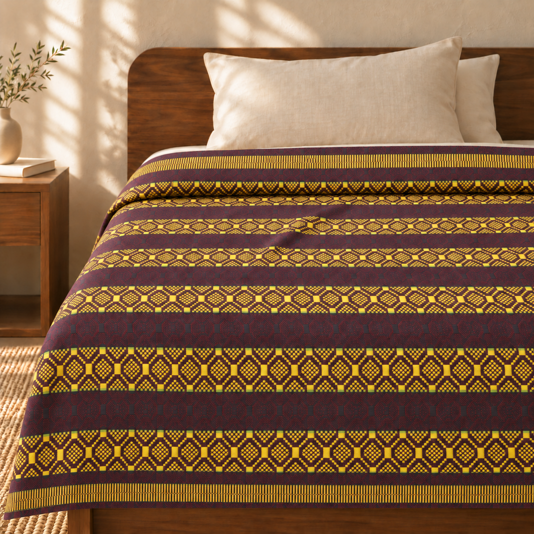 Premium Handloom Chennimalai bedsheet - Chocolate Brown — cotton top cover on a bed