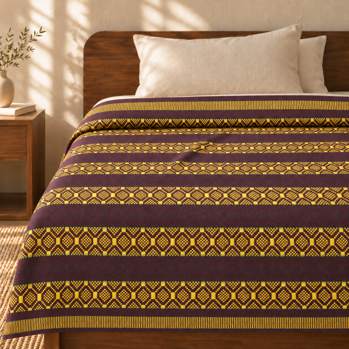 Premium Handloom Chennimalai bedsheet - Chocolate Brown — cotton top cover on a bed