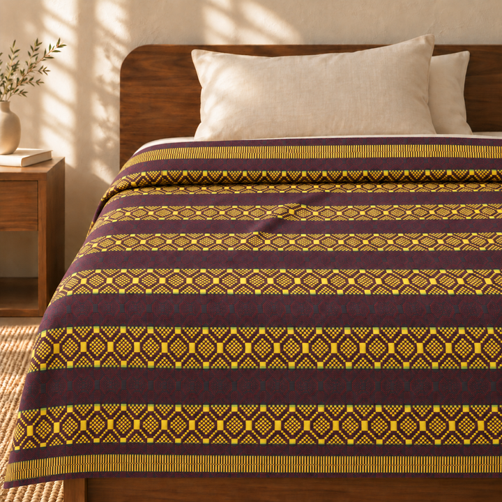 Premium Handloom Chennimalai bedsheet - Chocolate Brown — cotton top cover on a bed
