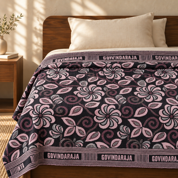 G. Raja Chennimalai Bedsheet Lavender Blossom — cotton top cover on a bed