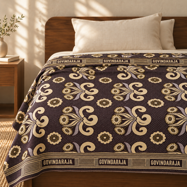 G. Raja Chennimalai Bedsheet Vintage Garden — cotton top cover on a bed