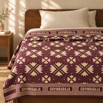 G. Raja Chennimalai Bedsheet Royal Star Floral — cotton top cover on a bed