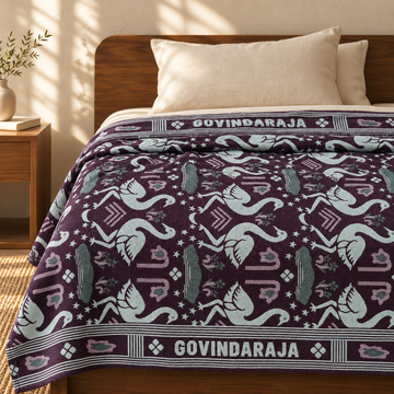 G. Raja Chennimalai Bedsheet Maroon Flamingo — cotton top cover on a bed