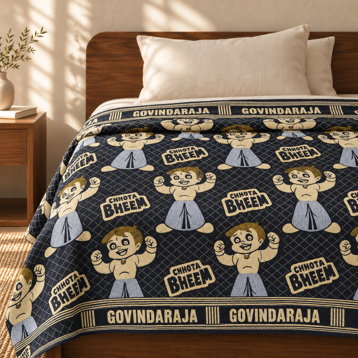 G. Raja Chennimalai Bedsheet Black Chota Bheem — cotton top cover on a bed