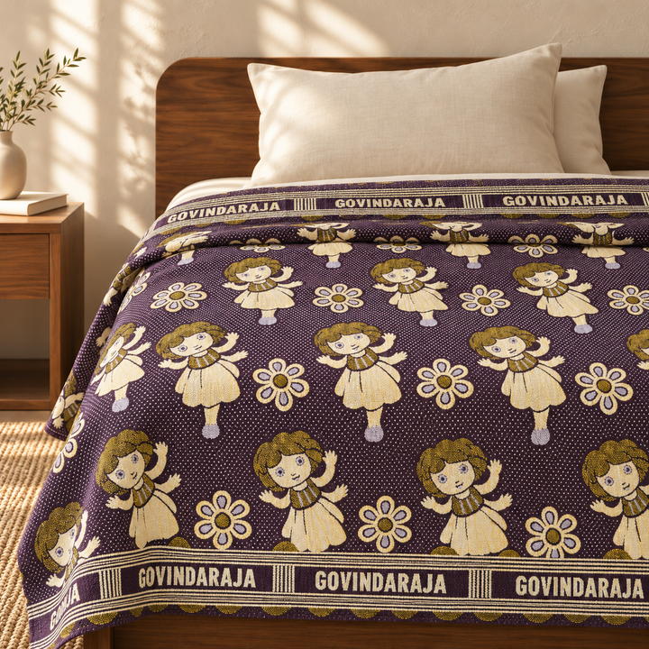 G. Raja Chennimalai Bedsheet Maroon Dora — cotton top cover on a bed