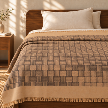 Toffee Weave Lovely Chennimalai Bedsheet — cotton top cover on a bed