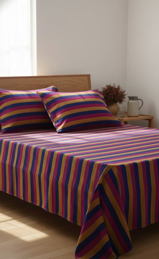 Chennimalai Single Cot Bedspread Classic Blue & Pink