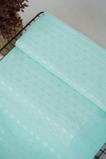 Premium Handloom Pastel Teal Polka Bedsheet