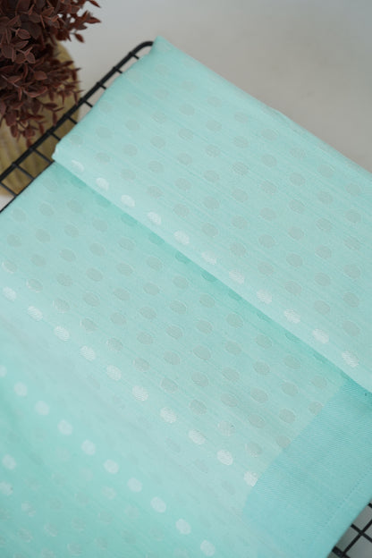 Premium Handloom Pastel Teal Polka Bedsheet