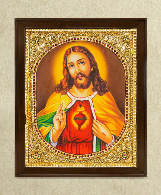 Jesus Tanjore Painting - Flat work