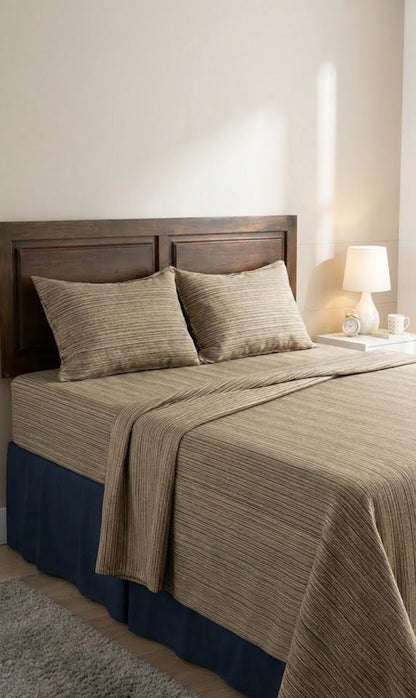 Chennimalai Double Cot Bedspread Coffee Brown Textured