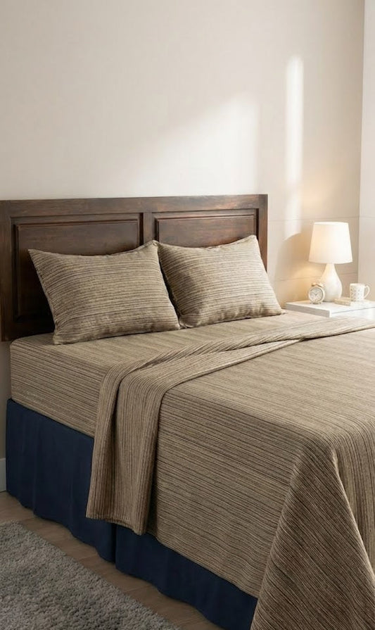 Chennimalai Double Cot Bedspread Coffee Brown Textured