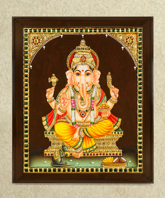 Vinayaka Tanjore Painting - Single embossed