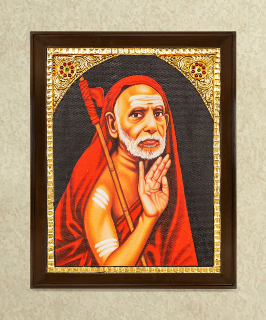 Chandrashekharendra Saraswati VIII (Kanchi Periyavaa) Tanjore Painting- Flat work