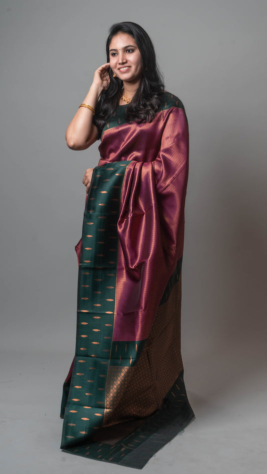 Droplet Semi-Kanchi Silk Saree with Blouse