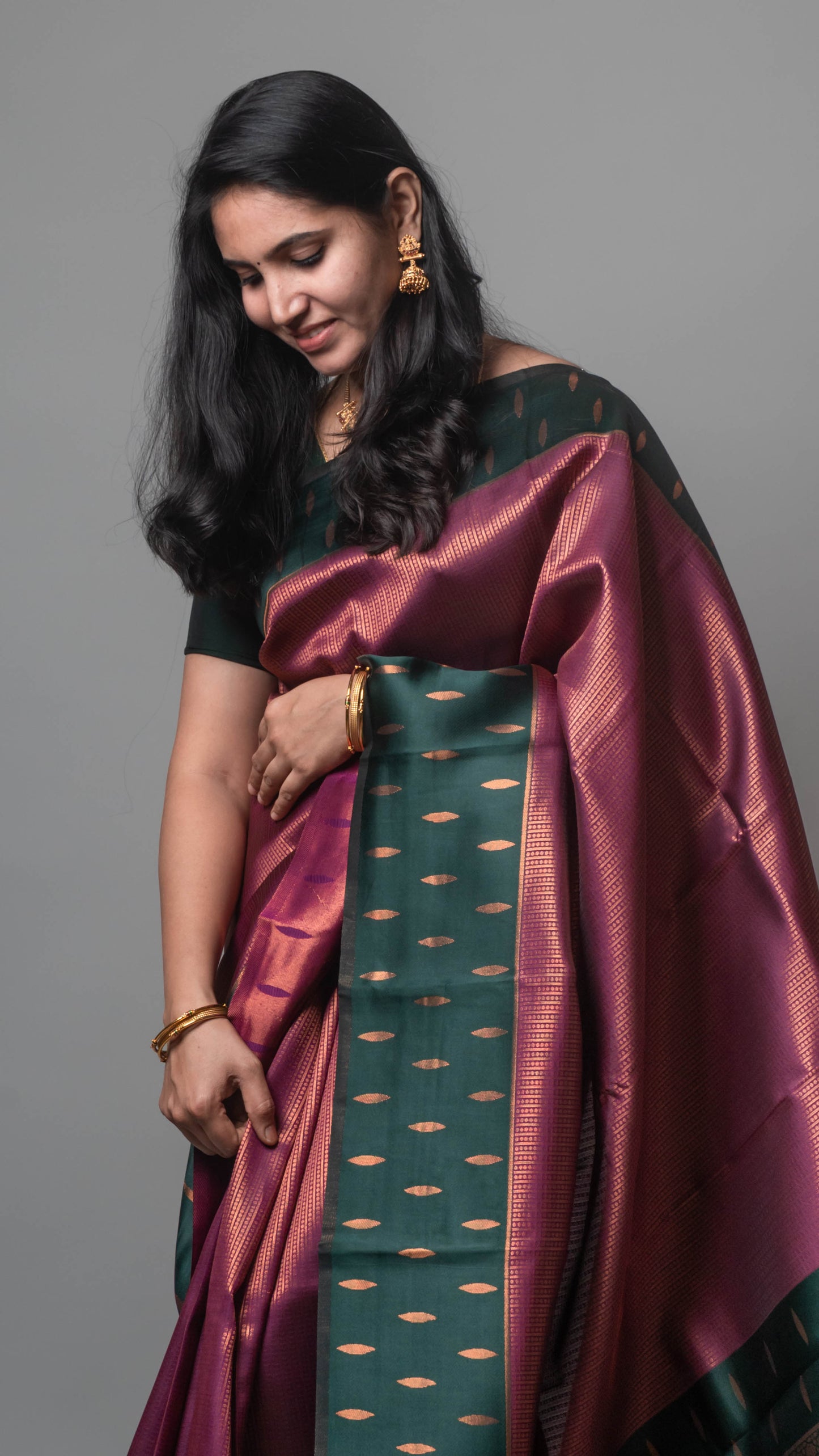 Droplet Semi-Kanchi Silk Saree with Blouse