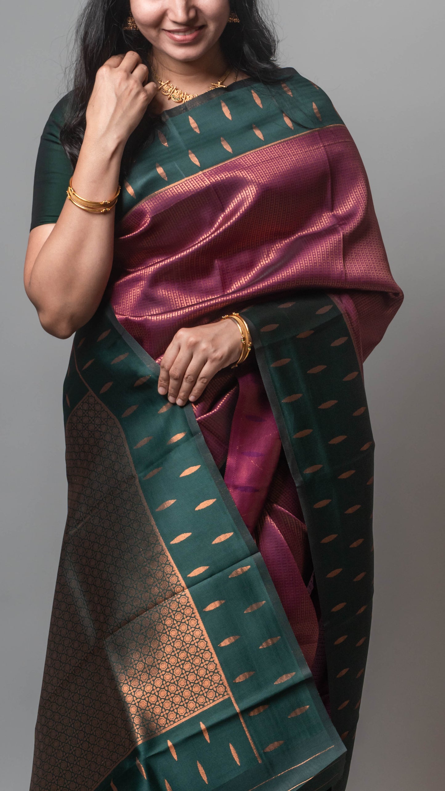 Droplet Semi-Kanchi Silk Saree with Blouse