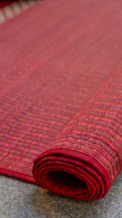 Pattamadai River Grass Wedding Mats - Red & Off White