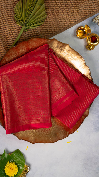 Red Premium Semi-Kanchi Silk Saree with Blouse