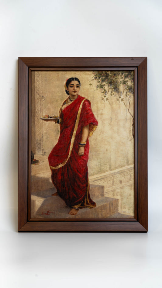 Lady going for Pooja