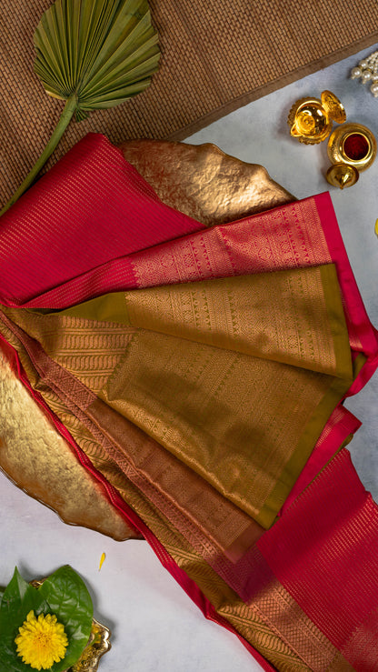 Red Premium Semi-Kanchi Silk Saree with Blouse